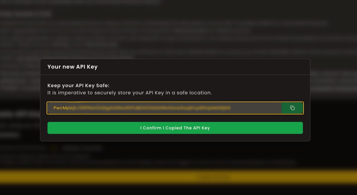 The BlockBee dashboard API Keys page