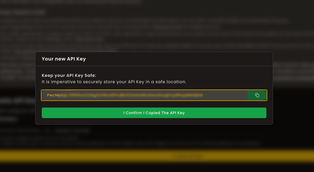 The BlockBee dashboard API Keys page