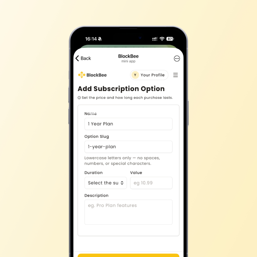 Subscription plans in the BlockBee app